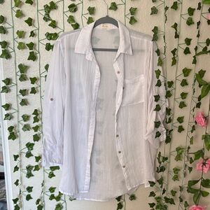 Love Notes White Casual Button Down Shirt
